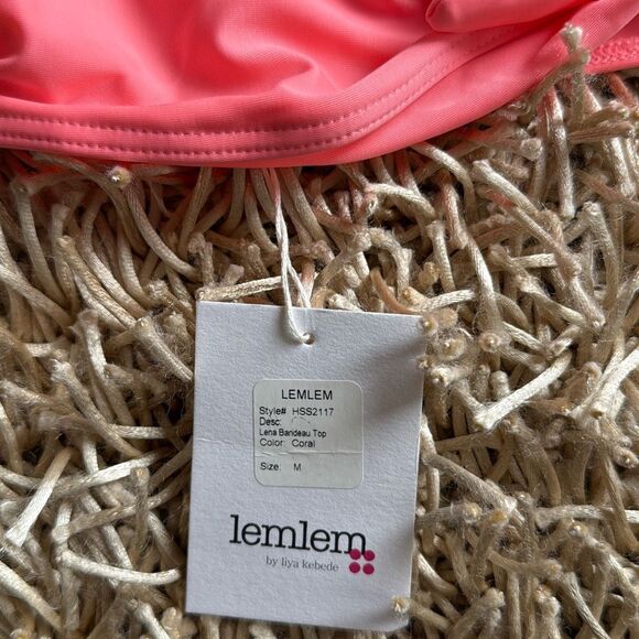 Lemlem Lena Bandeau Bikini Top in Coral Size M - Picture 4 of 7
